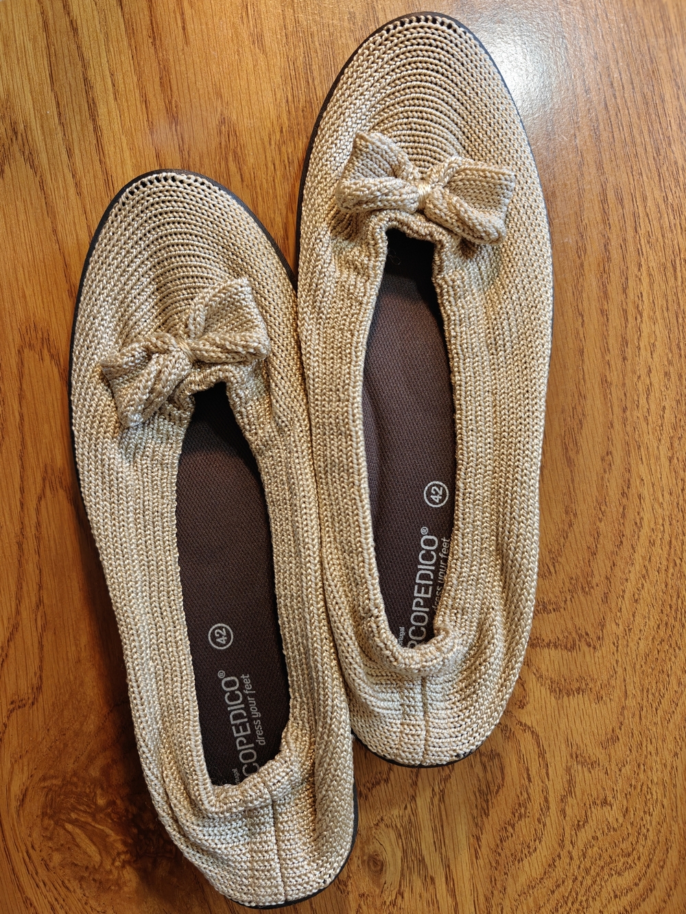 Arcopedico Knit Bow Flats in Beige